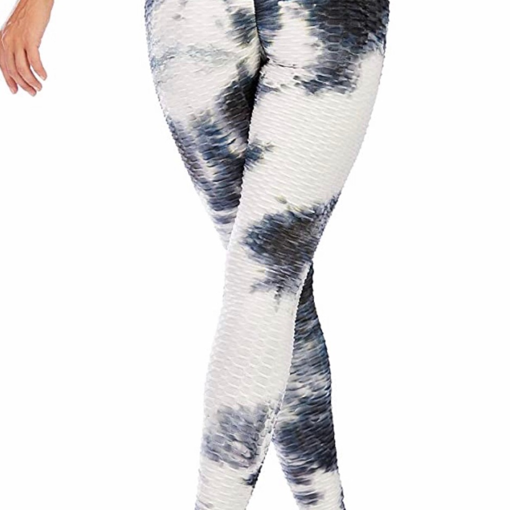 White and Blue High Waist Butt Lift Leggings 🤩